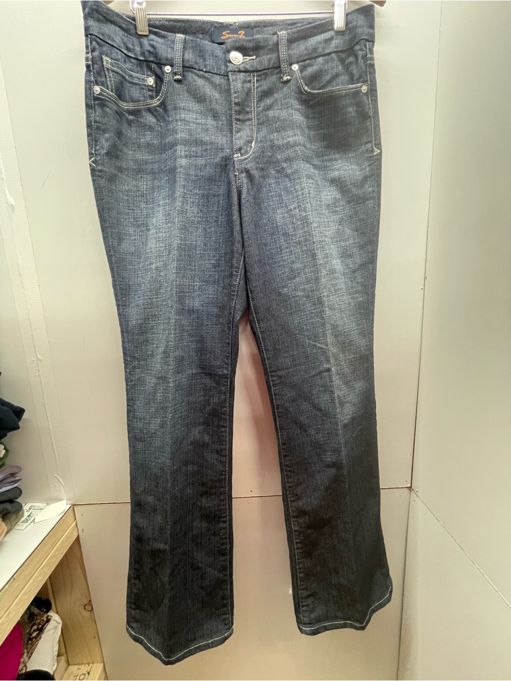 Seven7 Women's Dark Blue Boot-Cut Jeans